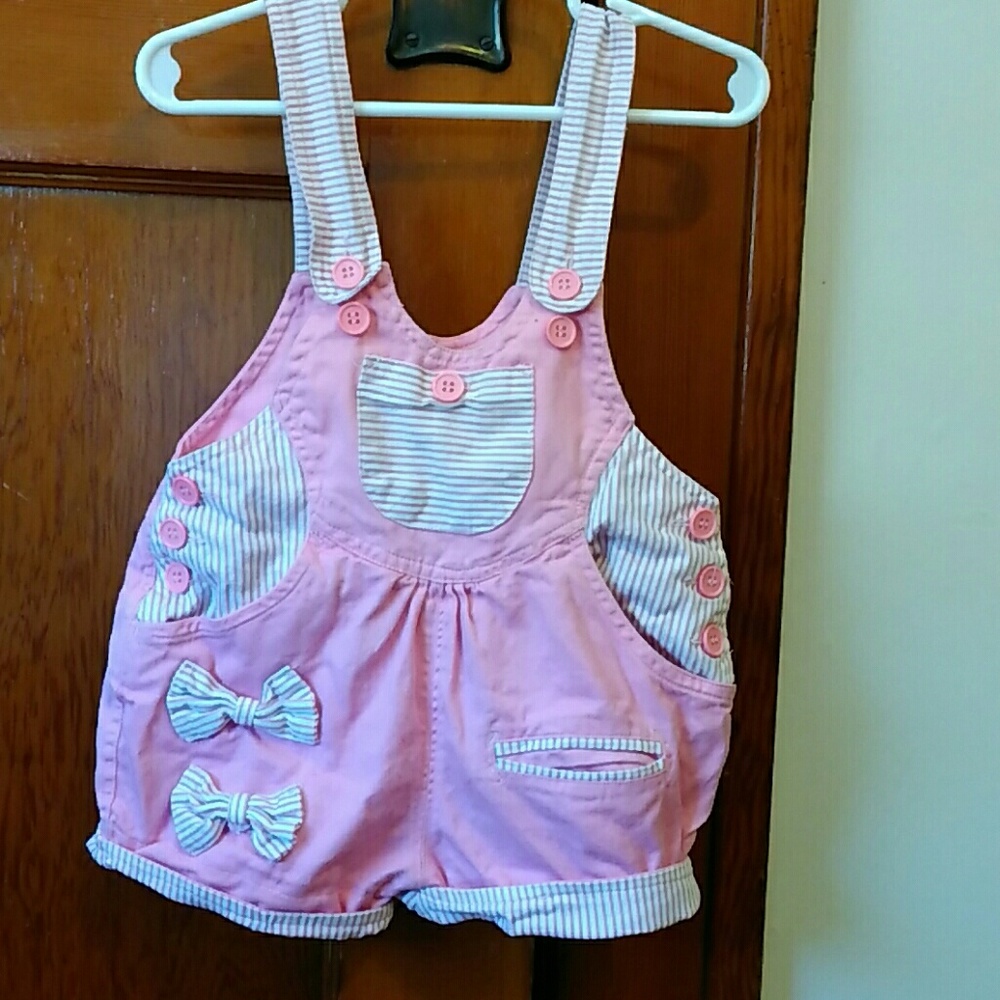 Bright pink and striped overall vintagehappy kids